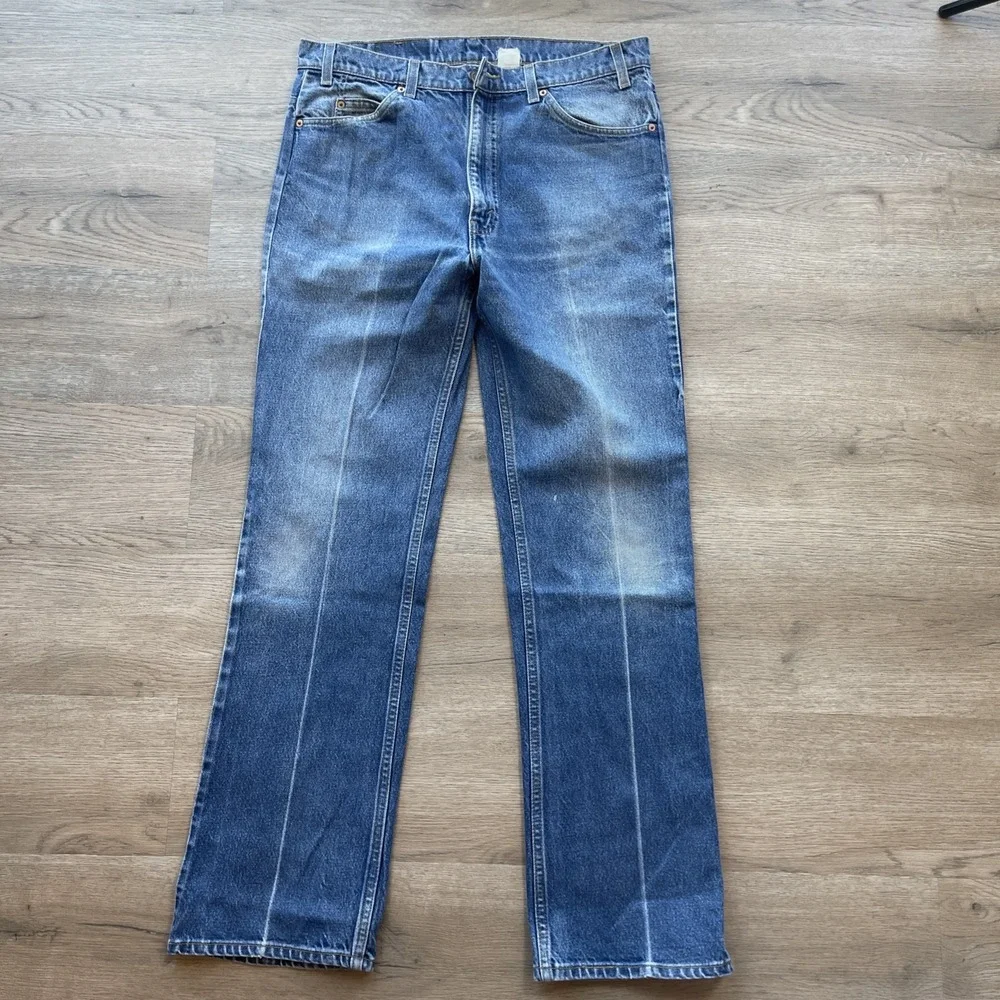 Vintage Levi's 517 Orange Tab Made in USA Boot Cut Jeans Men's 38x32 Blue Denim